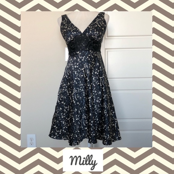Milly Dresses & Skirts - Milly Original Silk Sleeveless Blue & Cream Dress